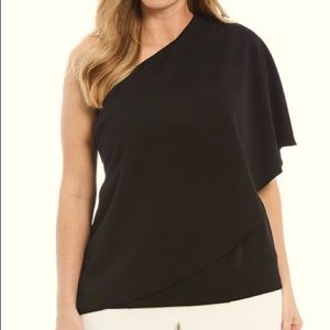 NWT Adrianna Papell Crepe Draped One Shoulder Top